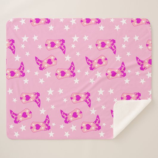 Couverture Sherpa Fille moderne fille rose fille Bottes occidentales (Devant (Horizontal))