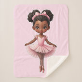Couverture Sherpa Fille noire Ballerina Rose Ballet (Devant)
