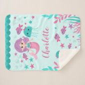 Couverture Sherpa Fille personnalisée par sirène mignonne (Devant (Horizontal))