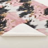Couverture Sherpa Fille Rose Black Gold Cowgirl Cowhide (3/4)