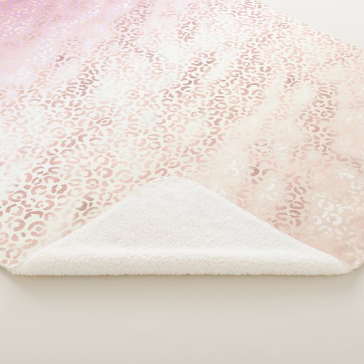 Couverture Sherpa Fille Rose Blush Peach Empreinte de léopard Tie Te (3/4)
