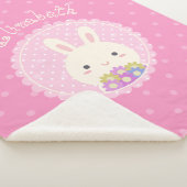 Couverture Sherpa Fille rose mignonne Kawaii Bunny & Fleurs Nom Pers (3/4)