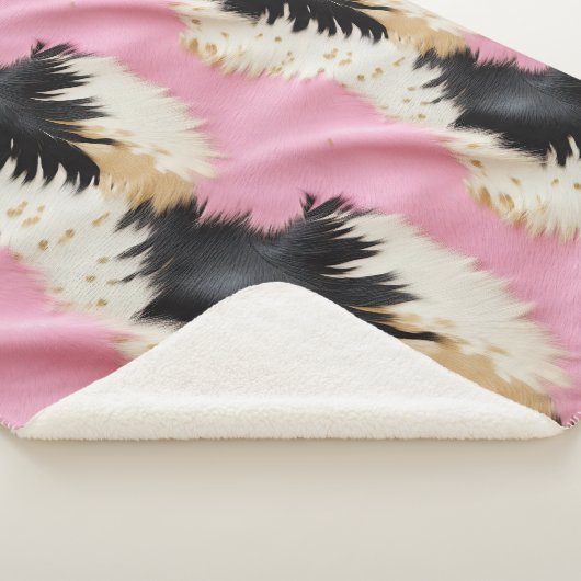 Couverture Sherpa Fille Rose Noir Blanc Or Cowhide (3/4)