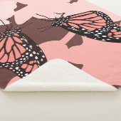Couverture Sherpa Fille Rose Nourrir Monarque Papillon Paire (3/4)