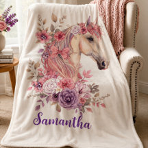 Fille Rose Violet Cheval Fantaisiste Monogramme