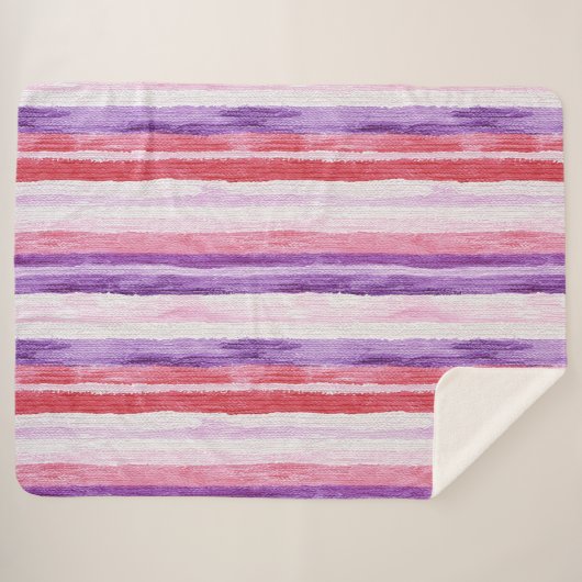 Couverture Sherpa Fille violet rose rose rouge rayures Noël (Devant (Horizontal))