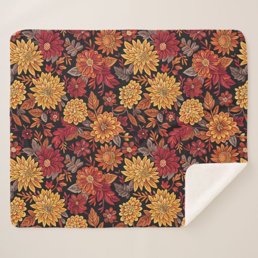 Couverture Sherpa Filles brodées coloniales - Motif sans couture (Devant (Horizontal))