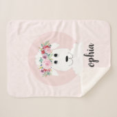 Couverture Sherpa Filles Cute Floral Aquarelle Moutons et nom (Devant (Horizontal))