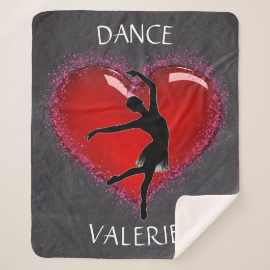 Couverture Sherpa Filles Danse Chalkboard Coeur avec/ Nom personnali (Devant)