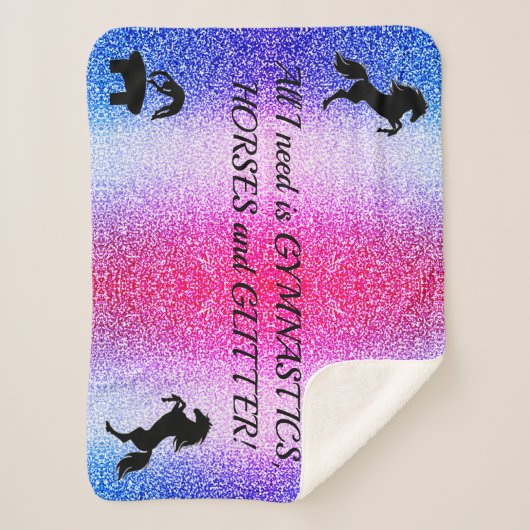 Couverture Sherpa Filles Gymnastique, Chevaux, Parties scintillant S (Devant)