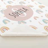 Couverture Sherpa Filles mignonnes Boho Aquarelle Arc-en-ciel Motifs (3/4)