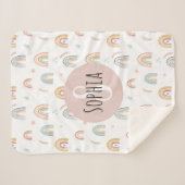 Couverture Sherpa Filles mignonnes Boho Aquarelle Arc-en-ciel Motifs (Devant (Horizontal))