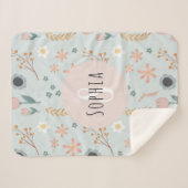 Couverture Sherpa Filles mignonnes Pastel Floral Imprimer Botanique (Devant (Horizontal))