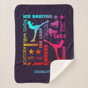 Couverture Sherpa Filles Patinage sur glace Thème Coloré Amusant