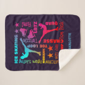 Couverture Sherpa Filles Patinage sur glace Thème Coloré Amusant (Devant (Horizontal))