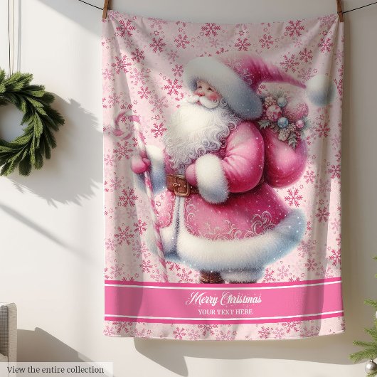 Couverture Sherpa Filles Pink Santa Claus Blanket Nom de Pinkmas Per