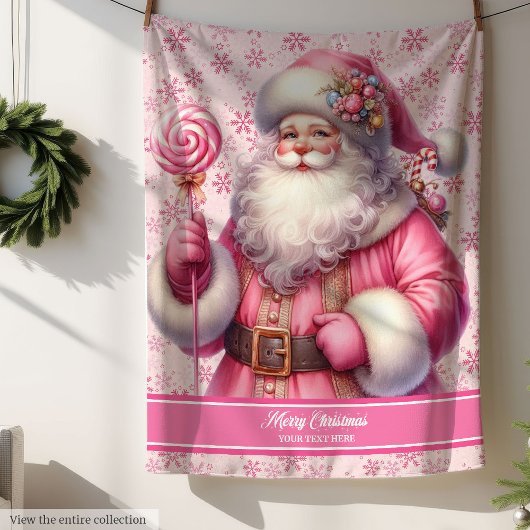 Couverture Sherpa Filles Pink Santa Claus Blanket Pinkmas Personnali