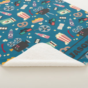 Couverture Sherpa Film personnalisé Film de nuit Popcorn Motif