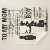 Couverture Sherpa Fils à ma mère lettre, cadeau spécial à maman (Devant (Horizontal))