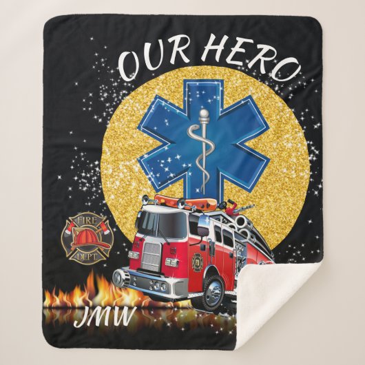 Couverture Sherpa Firefighter EMS enveloppé dans l'amour Sherpa Blan (Devant)