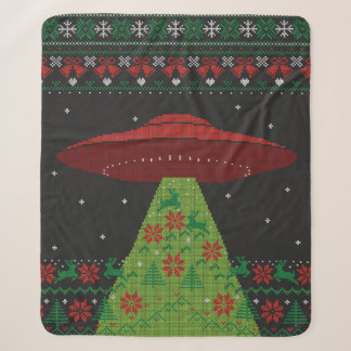 Couverture Sherpa Flacon rouge et vert UFO Tractor Beat laide Noël