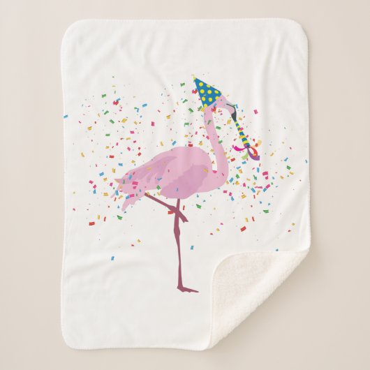 Couverture Sherpa Flamant rose - Animaux ayant une fête (Devant)