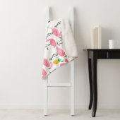 Couverture Sherpa Flamant rose aquarelle et ananas : Ensemble tropic (En situation)