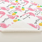 Couverture Sherpa Flamant rose aquarelle et ananas : Ensemble tropic (3/4)