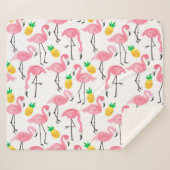 Couverture Sherpa Flamant rose aquarelle et ananas : Ensemble tropic (Devant (Horizontal))