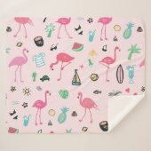 Couverture Sherpa Flamant rose été : Vibrant Motif d'oiseaux (Devant (Horizontal))