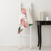 Couverture Sherpa Flamant rose Feuilles tropicaux Motif aquarelle (En situation)