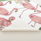 Couverture Sherpa Flamant rose Feuilles tropicaux Motif aquarelle (3/4)