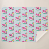 Couverture Sherpa Flamant rose rose avec pastèque et ananas (Devant (Horizontal))