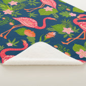 Couverture Sherpa Flamant rose rose : Turquoise rayé Vintage (3/4)