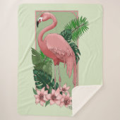 Couverture Sherpa Flamant rose rose Vert Feuilles Lily (Devant)