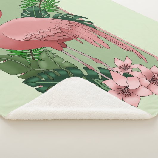 Couverture Sherpa Flamant rose rose Vert Feuilles Lily (3/4)
