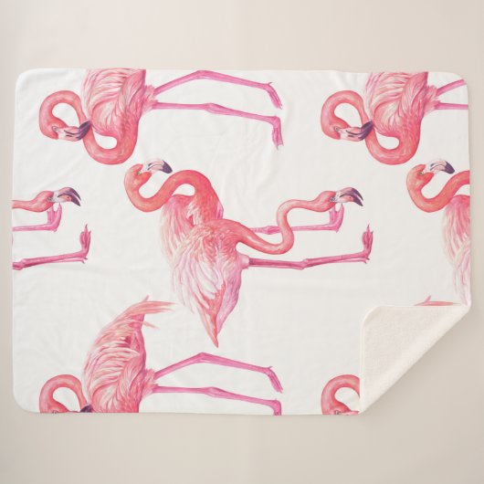 Couverture Sherpa Flamants roses (Devant (Horizontal))