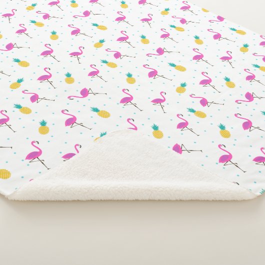 Couverture Sherpa Flamants roses au néon (3/4)