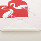 Couverture Sherpa Flamants roses blancs mignons rose avec coeur roug (3/4)