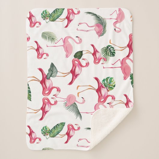 Couverture Sherpa Flamants roses Love Motif (Devant)