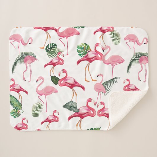Couverture Sherpa Flamants roses Love Motif (Devant (Horizontal))
