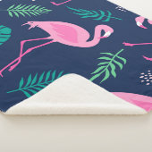 Couverture Sherpa flamants roses, palmiers tropicaux, couteaux dessi (3/4)