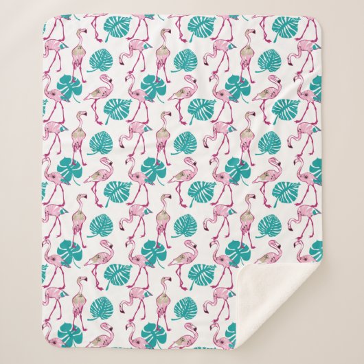Couverture Sherpa Flamants roses roses (Devant)