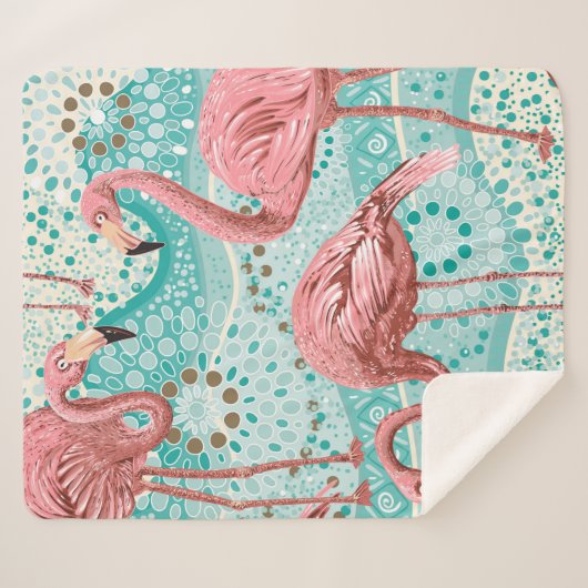 Couverture Sherpa Flamants roses sans soudure motif (Devant (Horizontal))