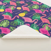 Couverture Sherpa Flamants vintages, éléments d'été motif (3/4)