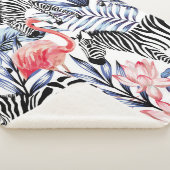 Couverture Sherpa Flamingo rose exotique, zèbre sur l'été arrière -  (3/4)