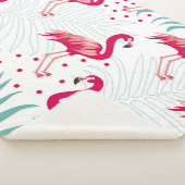 Couverture Sherpa Flamingo tropical et feuille, motif d'été. (3/4)