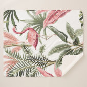 Couverture Sherpa Flamingo vintage rose tropicale, bananiers et  (Devant (Horizontal))