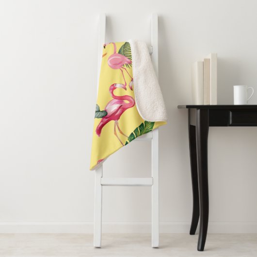 Couverture Sherpa Flamingos Love Pattern 3 (En situation)