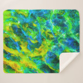 Couverture Sherpa Flammes vertes et bleues Abstraites (Devant (Horizontal))